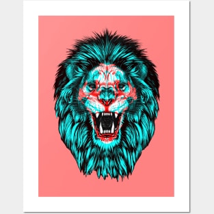 Lion Skull Interactive Red&Blue Filter T-Shirt Posters and Art